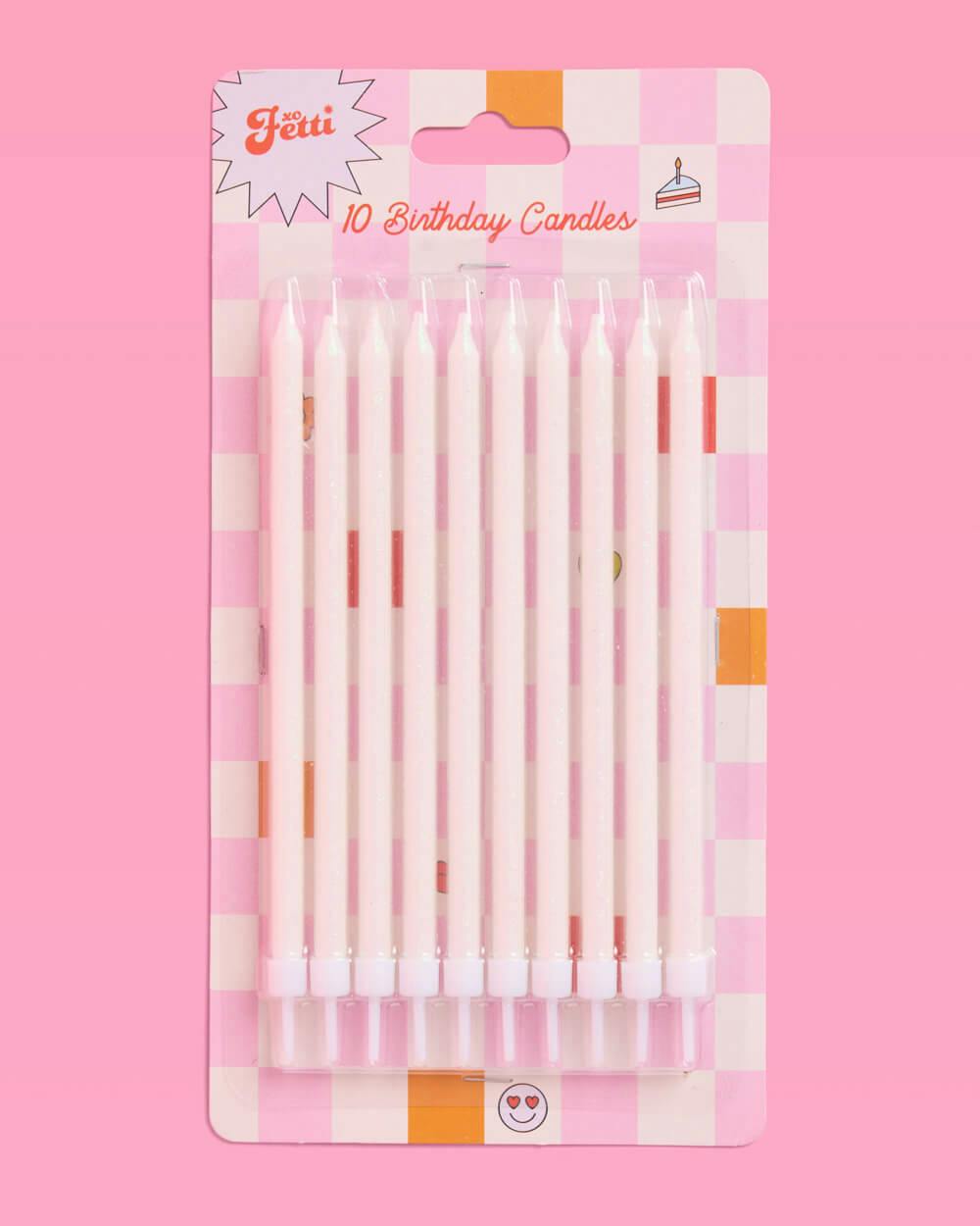 White Glitter Candles - 10 glitter candles