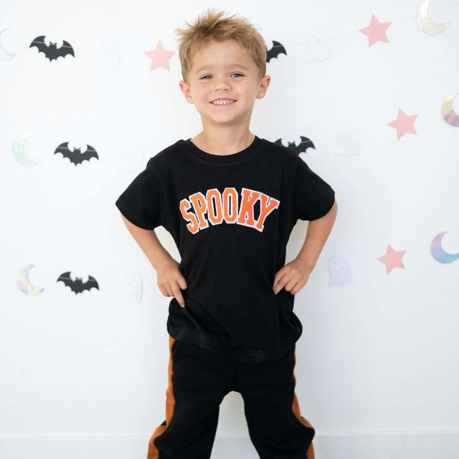 Spooky Orange Patch Halloween Short Sleeve T-Shirt