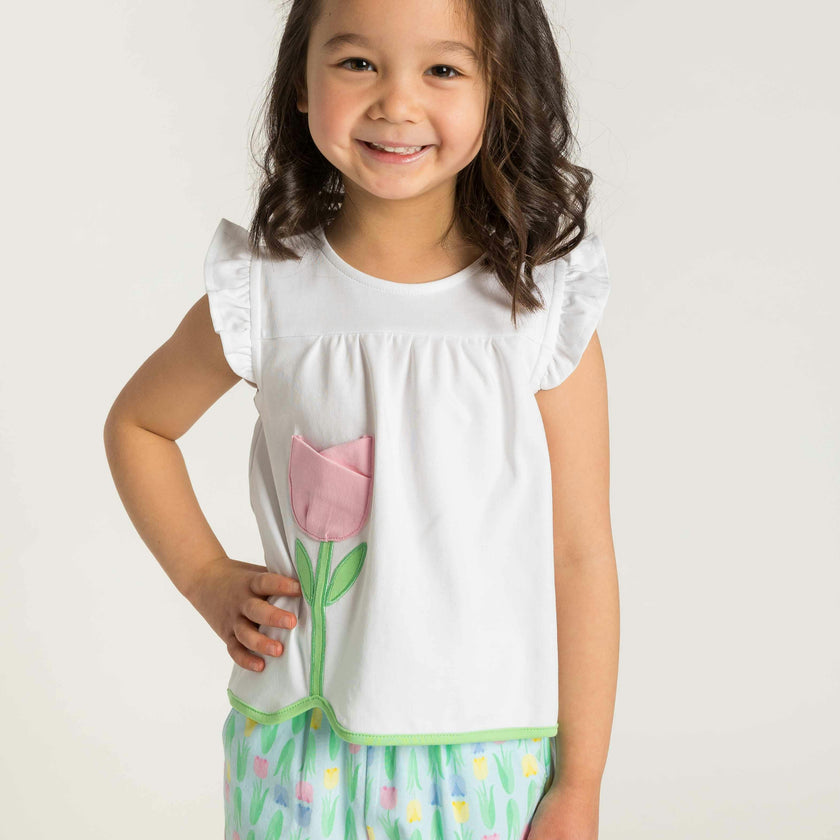 Printed Knit Tulip Short Set