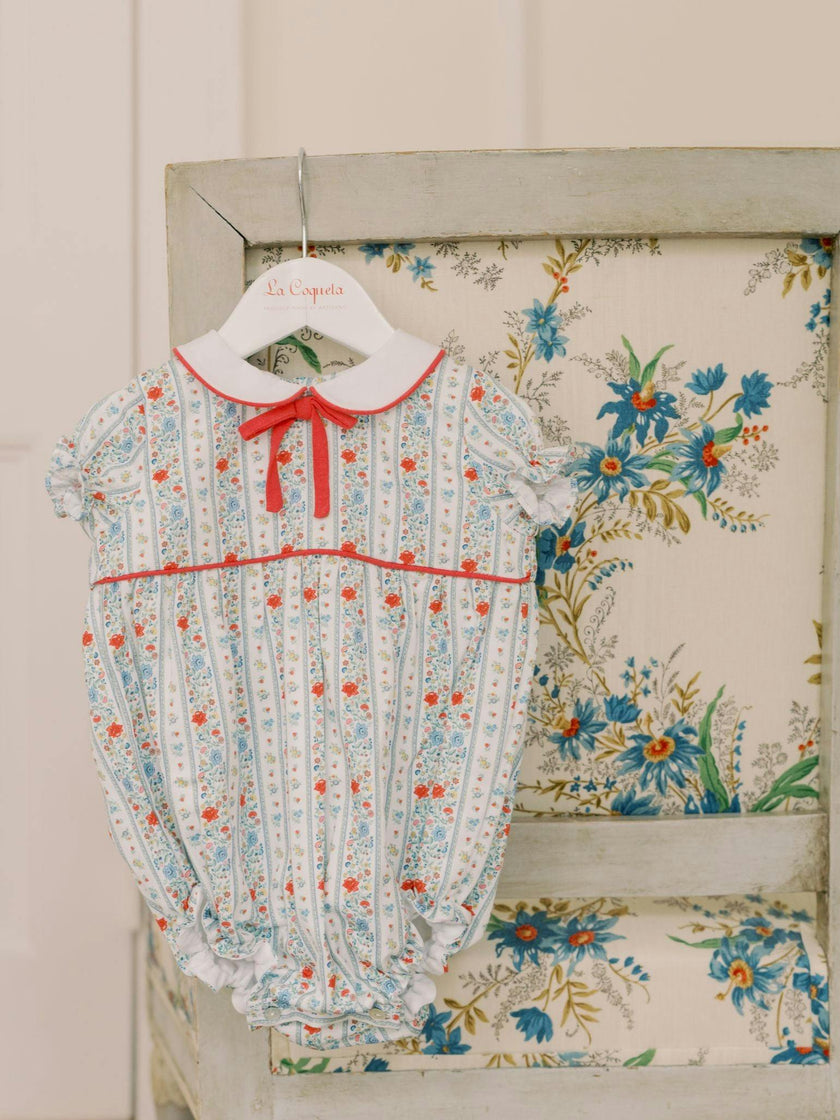 Ivory Rose Stripe Xana Baby Girl Romper
