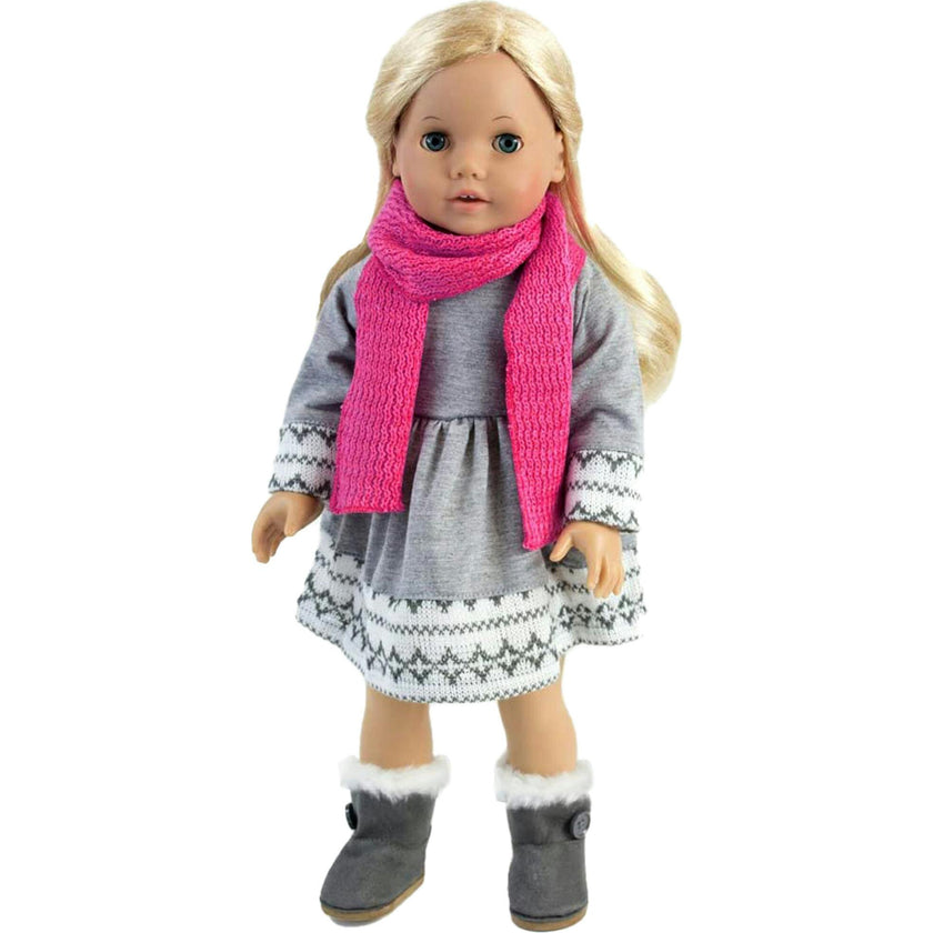 Sophia's Fair Isle Knit Trimmed Dress, Leggings, Beret and Scarf for 18" Dolls