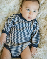 Baby Knit Romper Navy Stripe