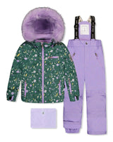 Two Piece Play Snowsuit Green Mini Flower Print