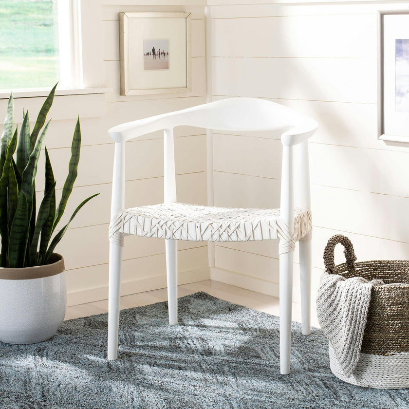 Juneau Leather Woven Accent Chair