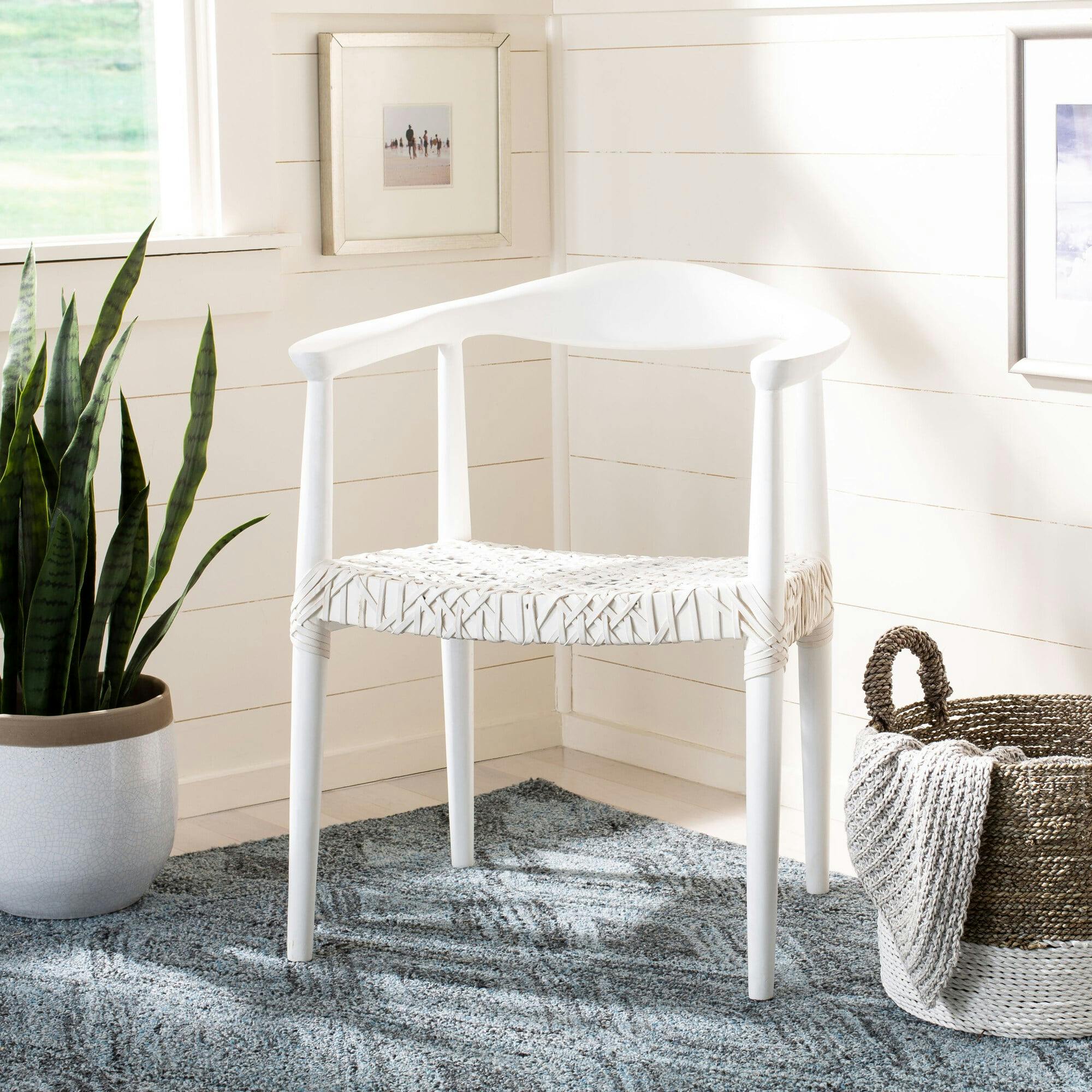 Juneau Leather Woven Accent Chair