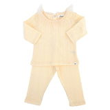 Pointelle Dotted Mesh Collar Two Piece Set