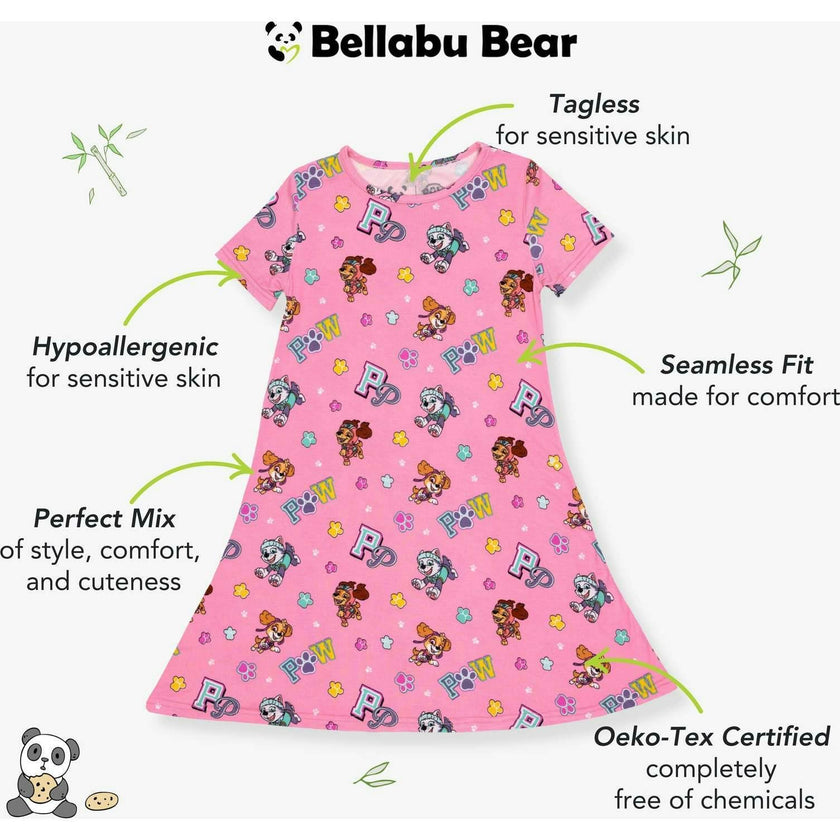 PAW Patrol: Varsity Pink Bamboo Girls' Short Sleeve Dress