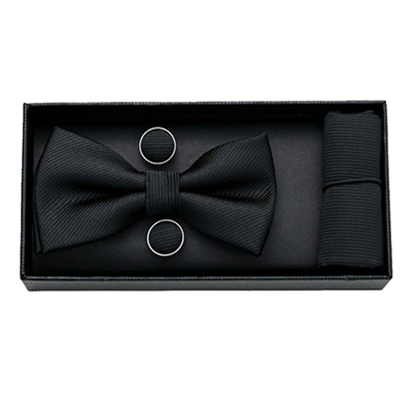 Black Etched Bowtie Set