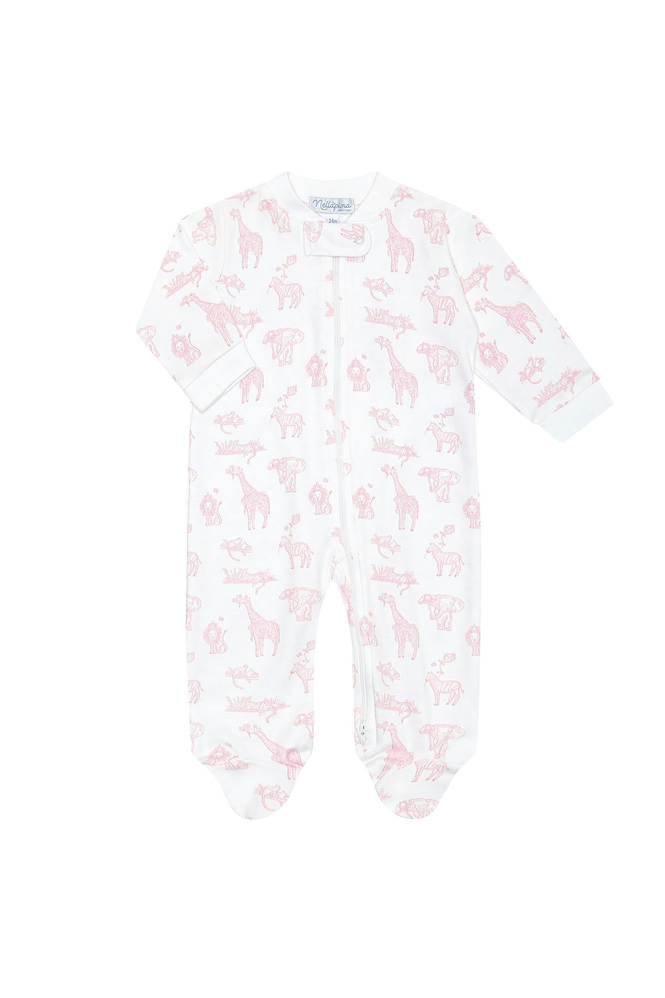 Pink Safari Zipper Footie
