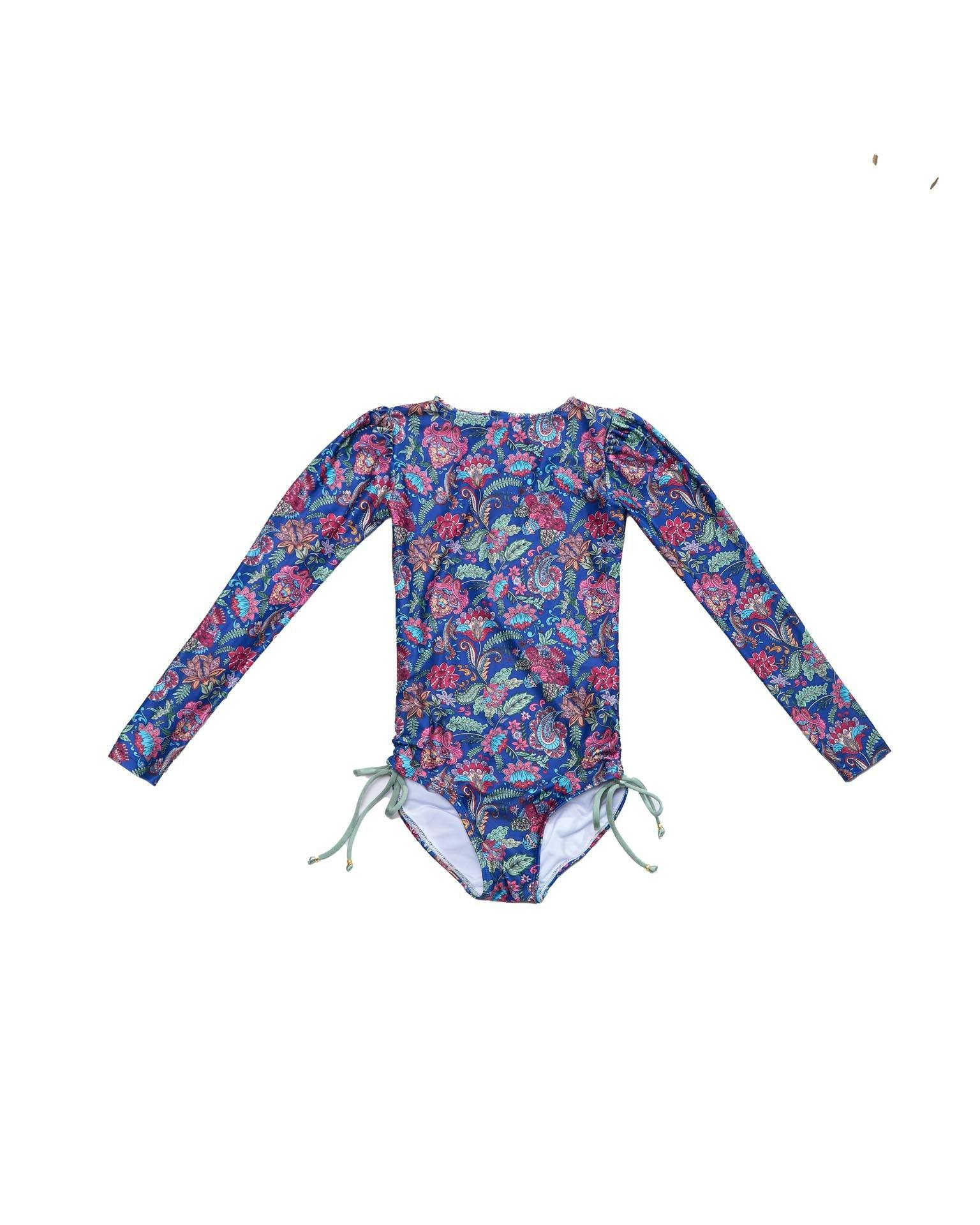 Long Sleeve One Piece Swimsuit with Side Ties