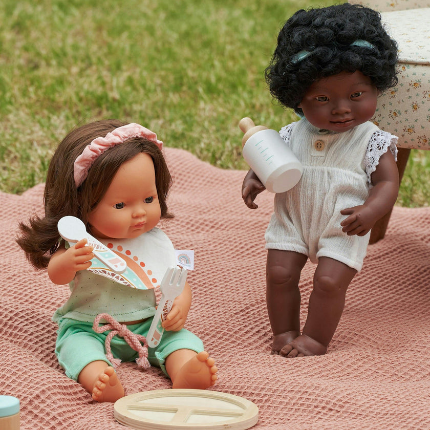 African Girl Baby Doll with Black Hair and Down Syndrome - 15"