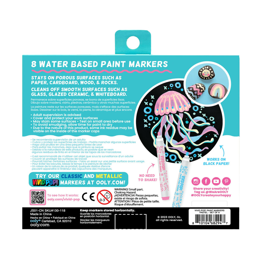 Vivid Pop! Water Based Paint Markers - Pastel - Set of 8
