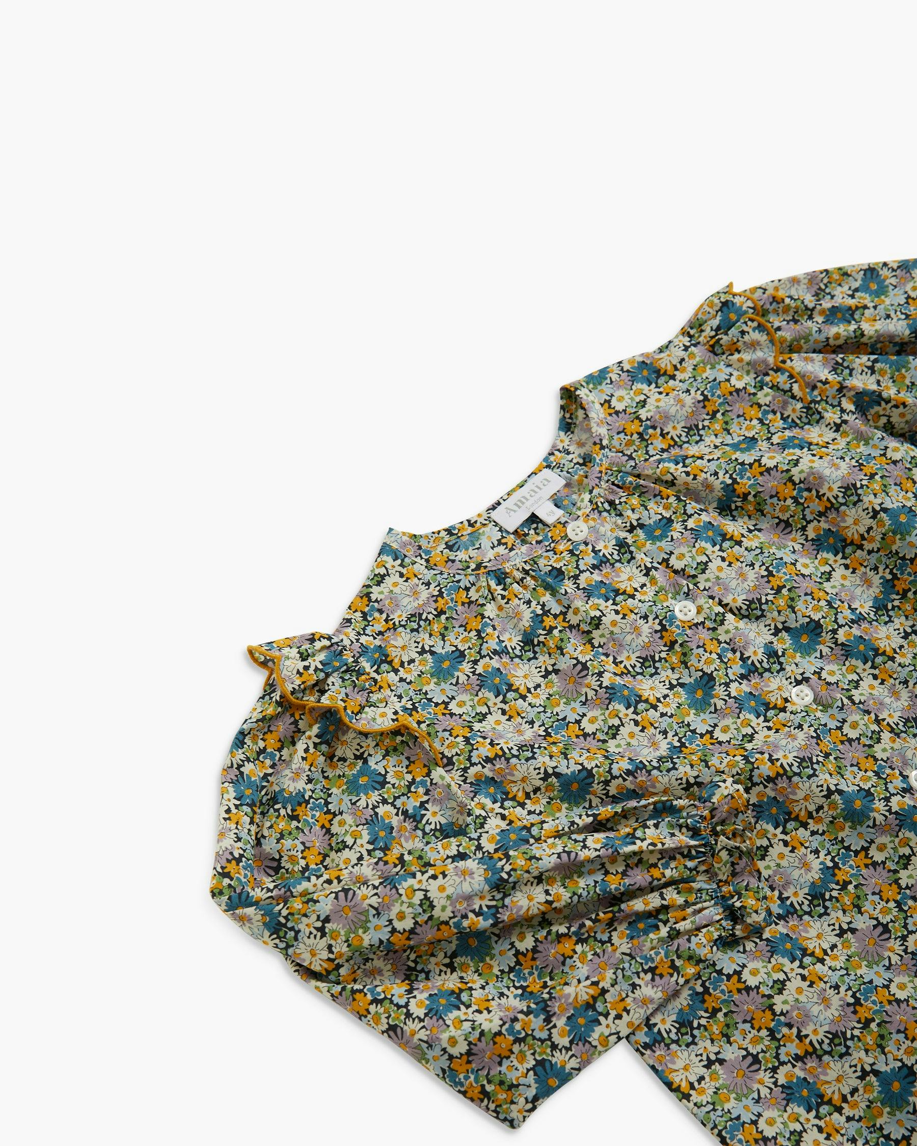 Sacha Blouse Blue Green Liberty