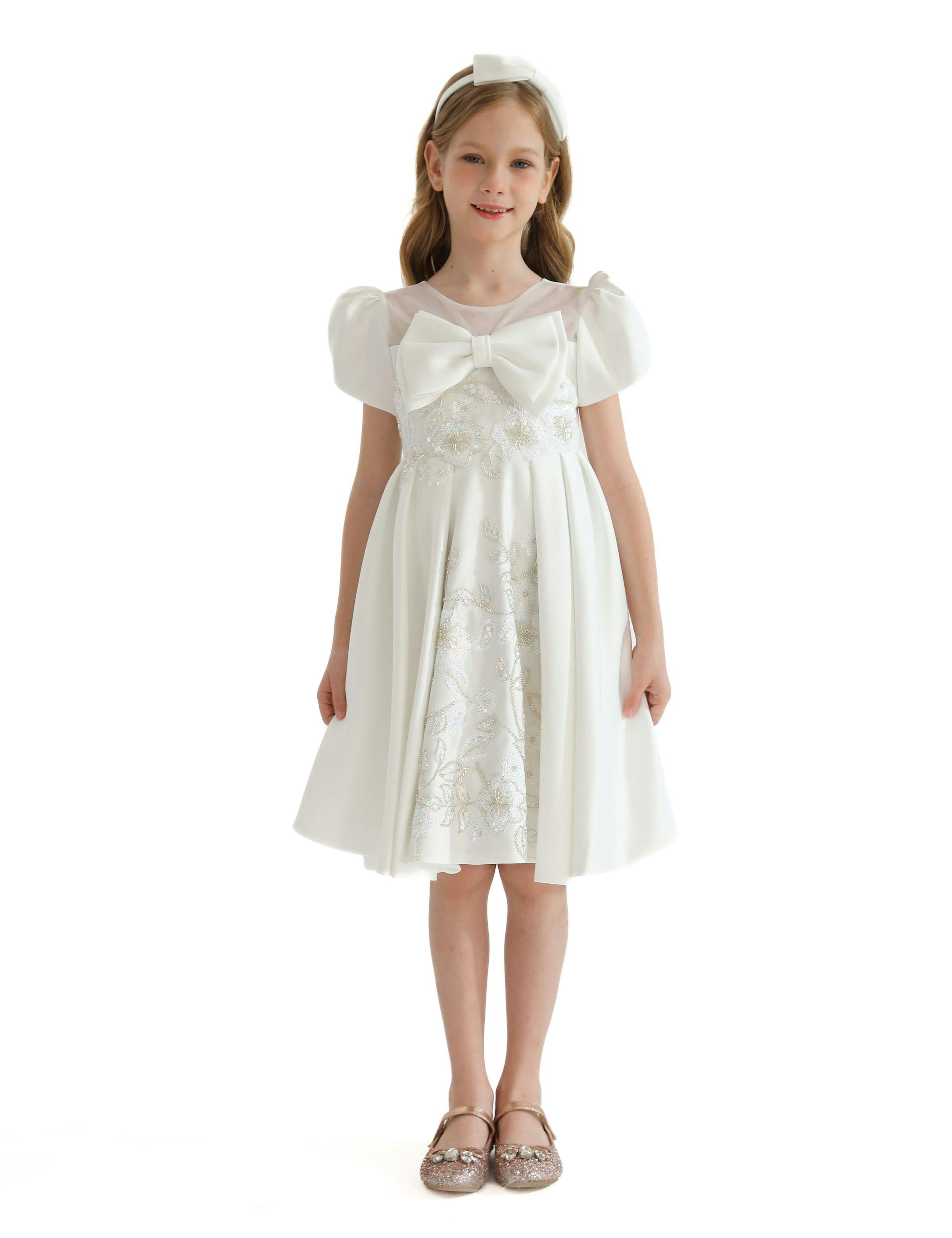 Ivory Leona Floral Teacup Bow Dress
