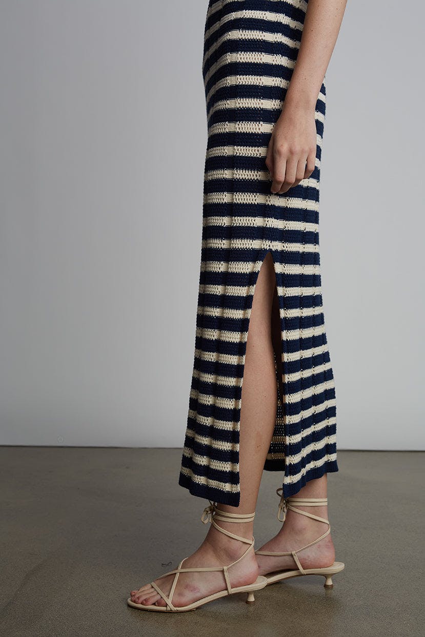EMMIE STRIPE DRESS | NAVY + IVORY STRIPE