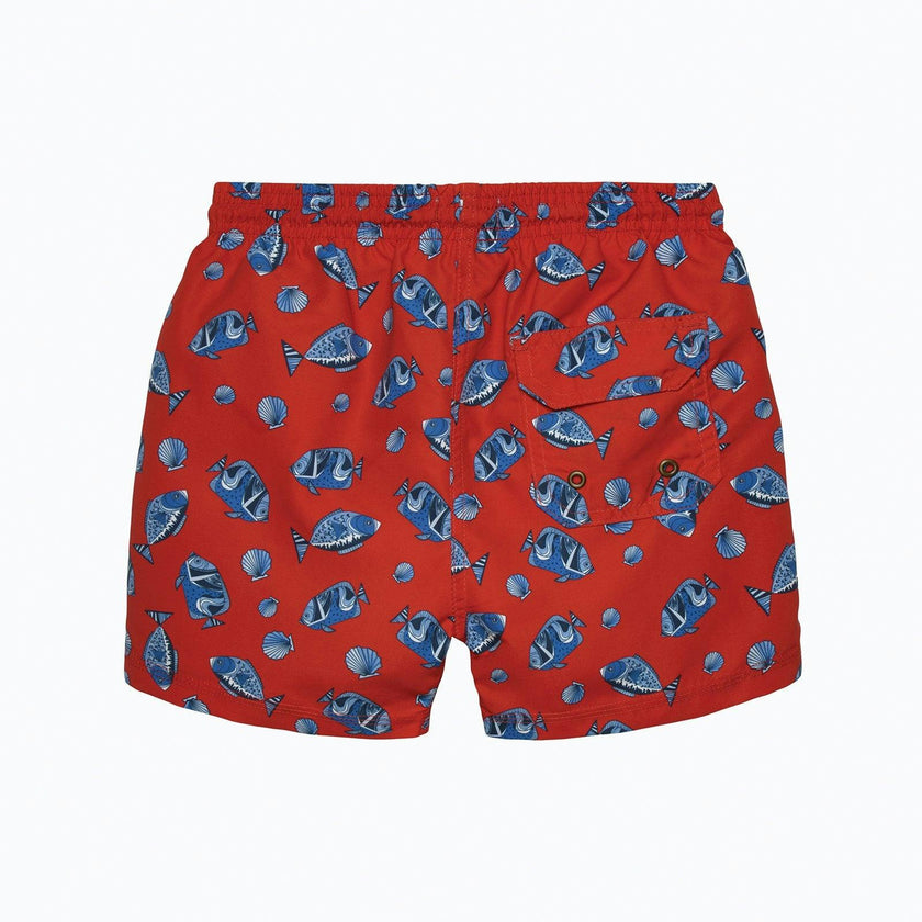 Boys Swimshorts in Red Fish