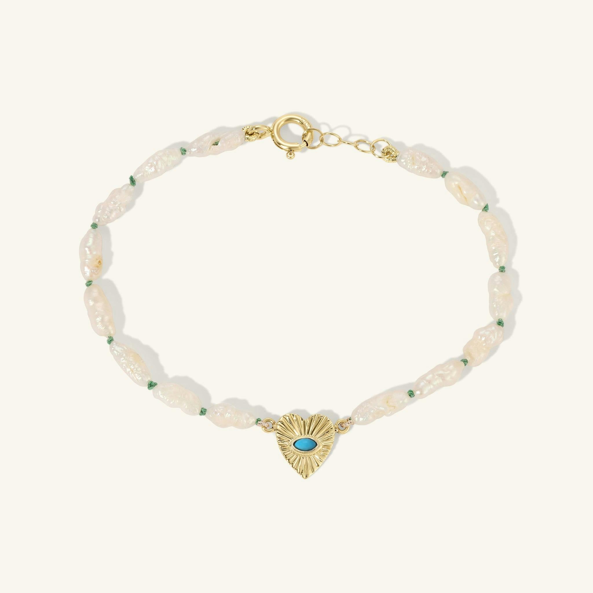 Heshi Pearl Bracelet with Turquoise Heart