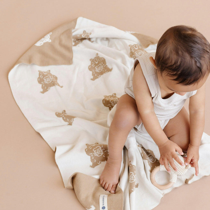 Organic Cotton Blanket, Honey Bear
