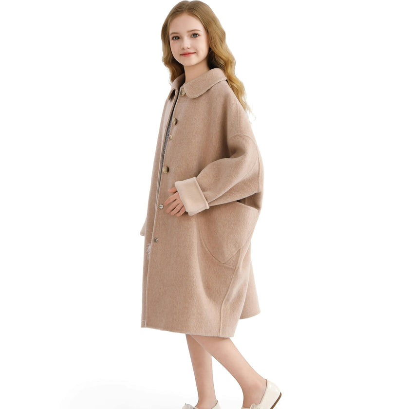 Champagne Wool Coat with Peter Pan Collar