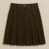 Pleated Suede Skirt
