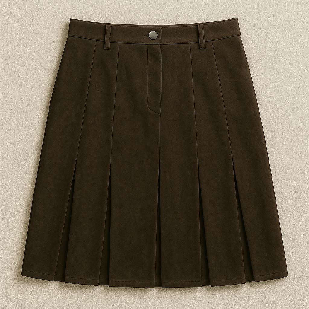 Pleated Suede Skirt