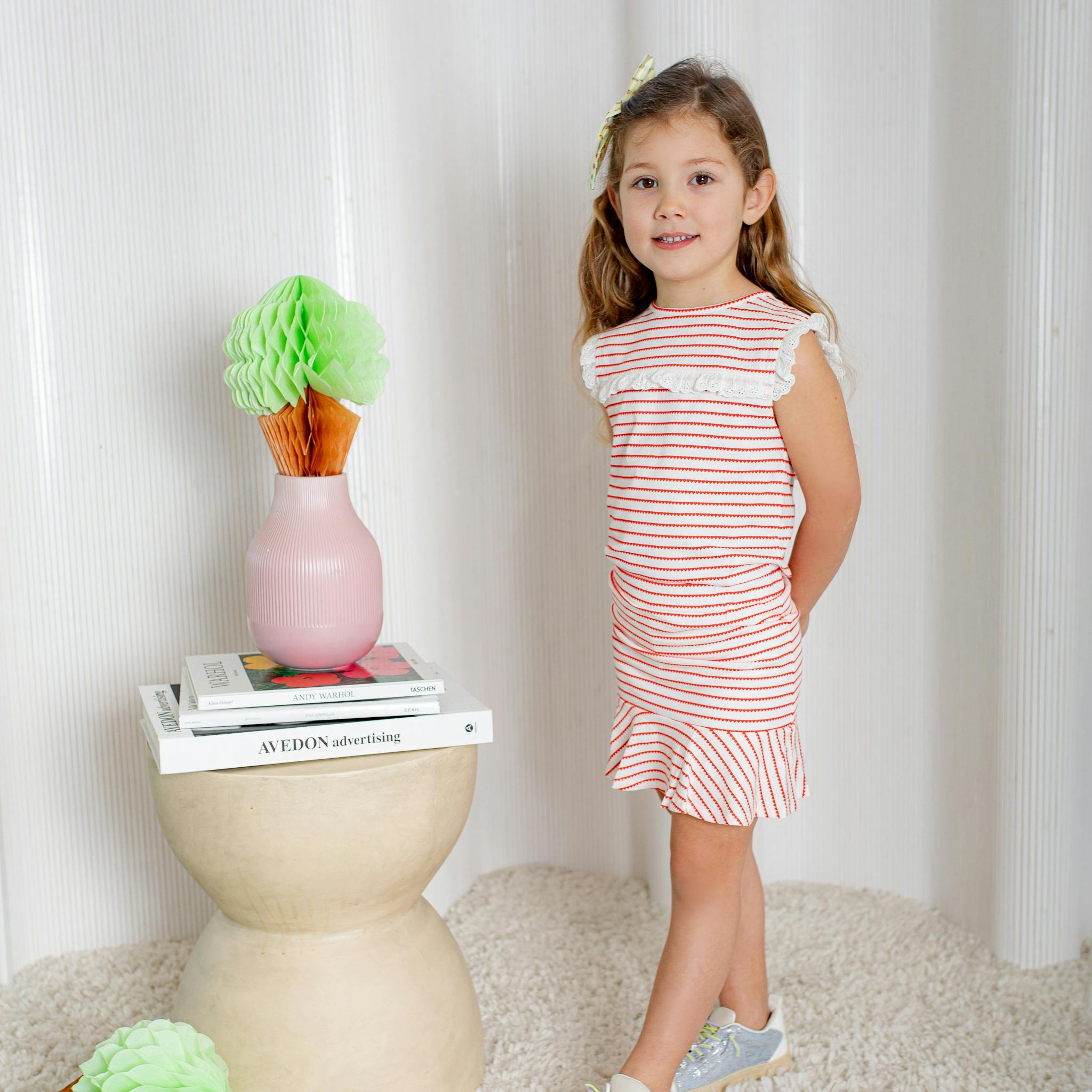 Tennis Skirt in Red Heart Stripe