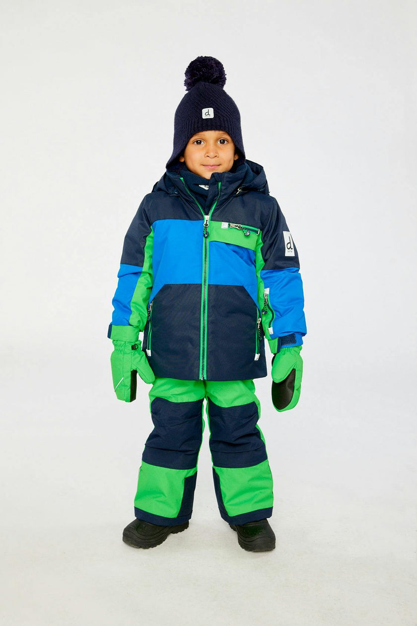 Two Piece Play Snowsuit Royal Blue And Green Colorblock
