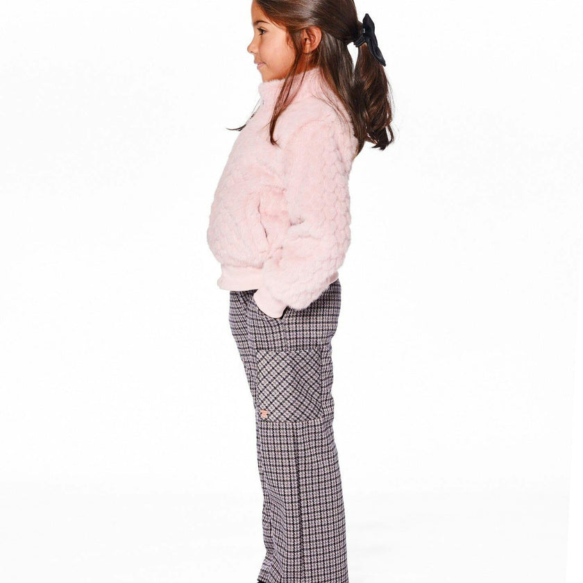 Jacquard Knit Flare Pants with Houndstooth Pattern