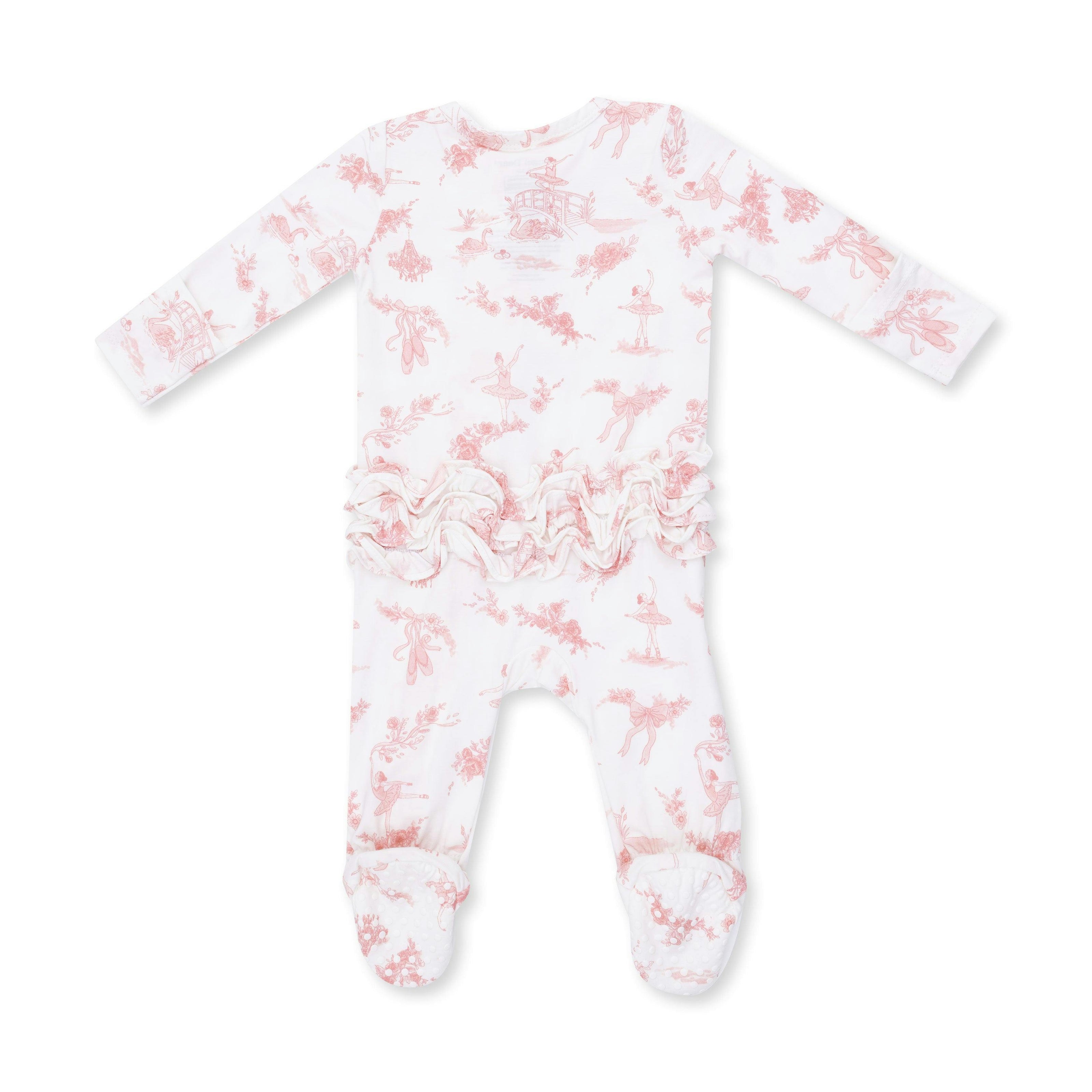 Ballet Toile - 2 Way Ruffle Back Zipper Footie