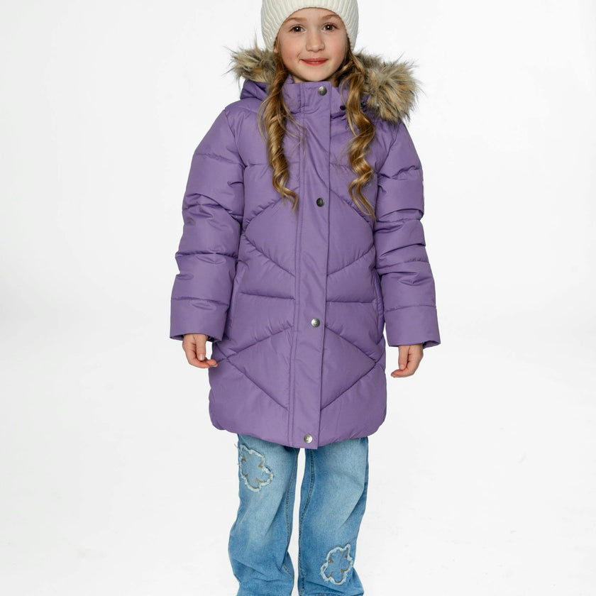 Long Winter Puffer Coat Violet