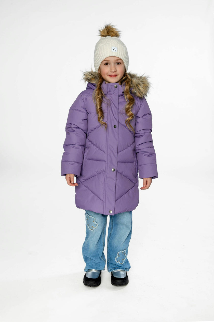 Long Winter Puffer Coat Violet