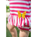 Stripe Knit Romper With Flower