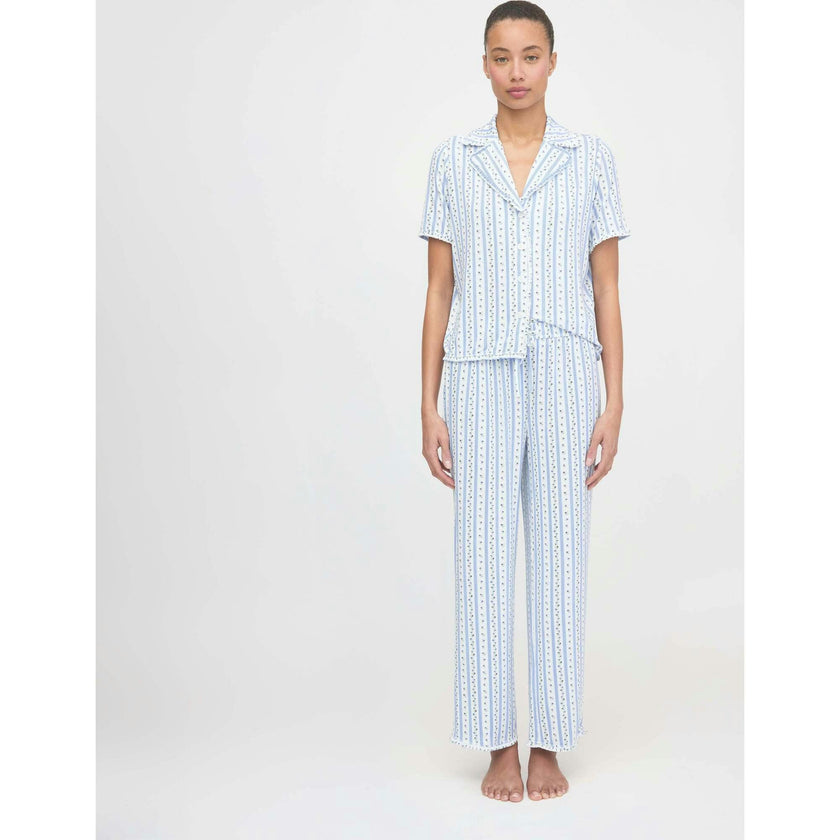 The Marina Pajama Set - Blue Petal Stripe
