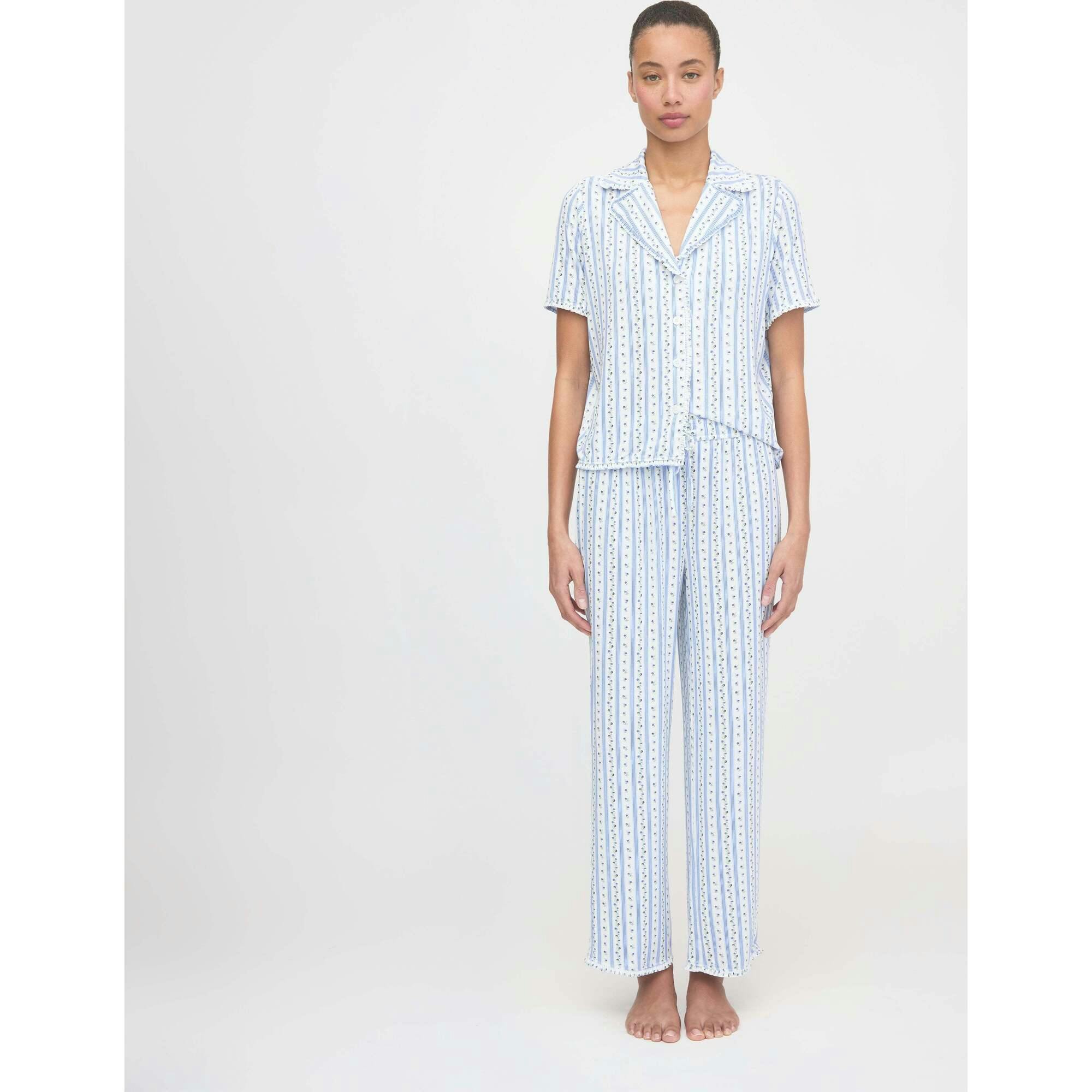The Marina Pajama Set - Blue Petal Stripe