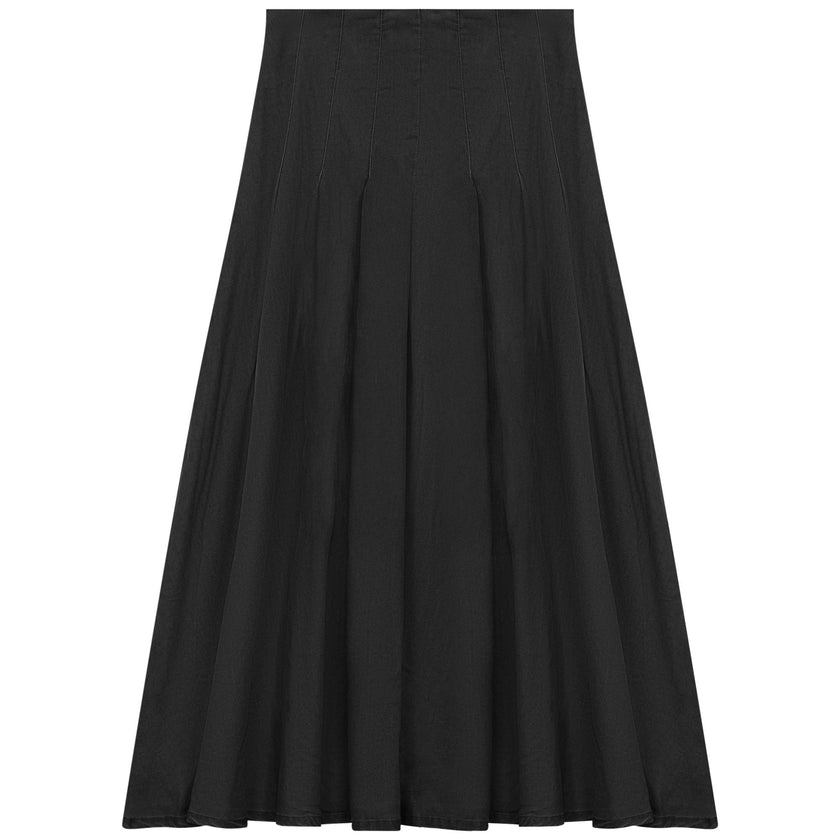 Midi Denim Pleated Skirt