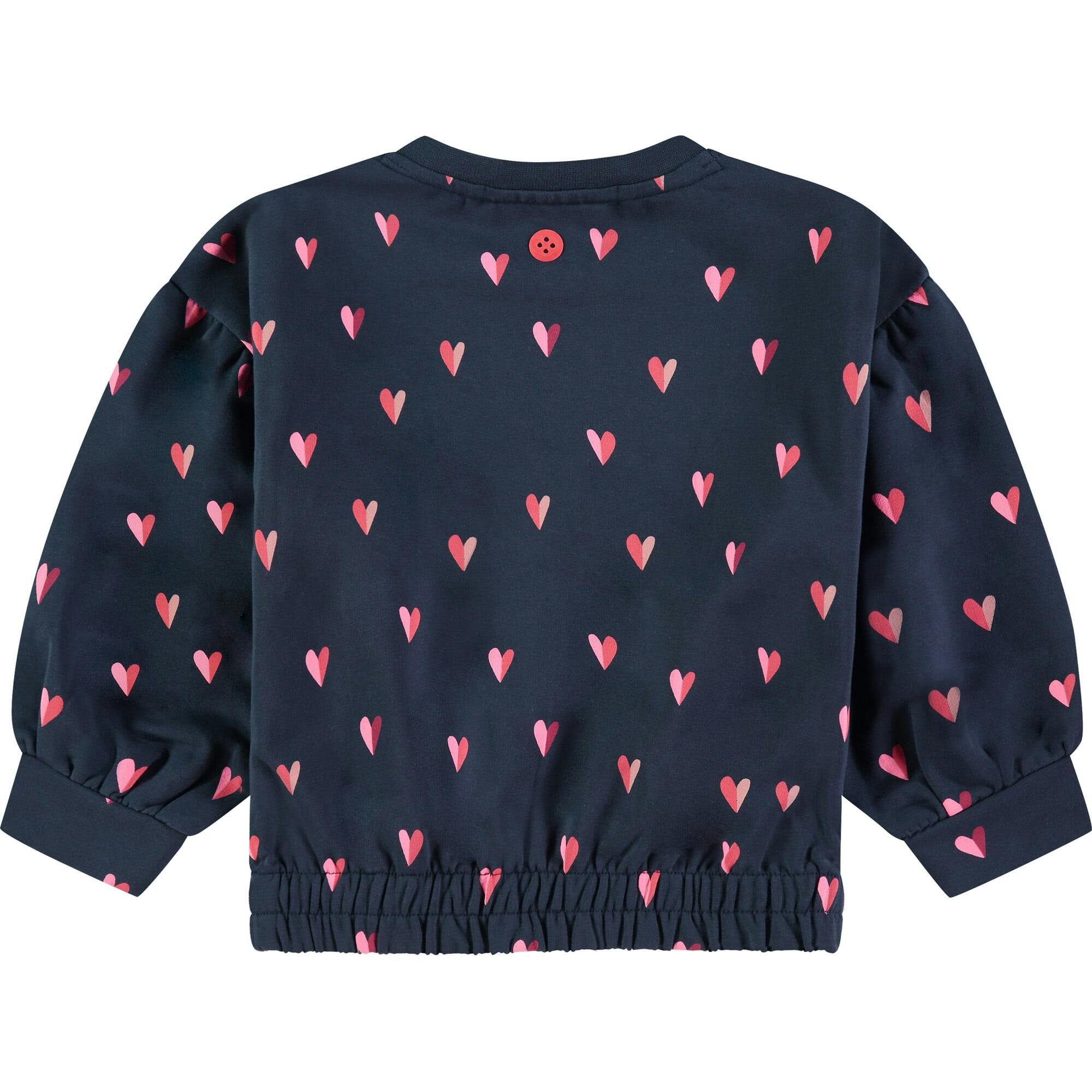 All-Over Heart Print Crew Neck Pullover Sweatshirt