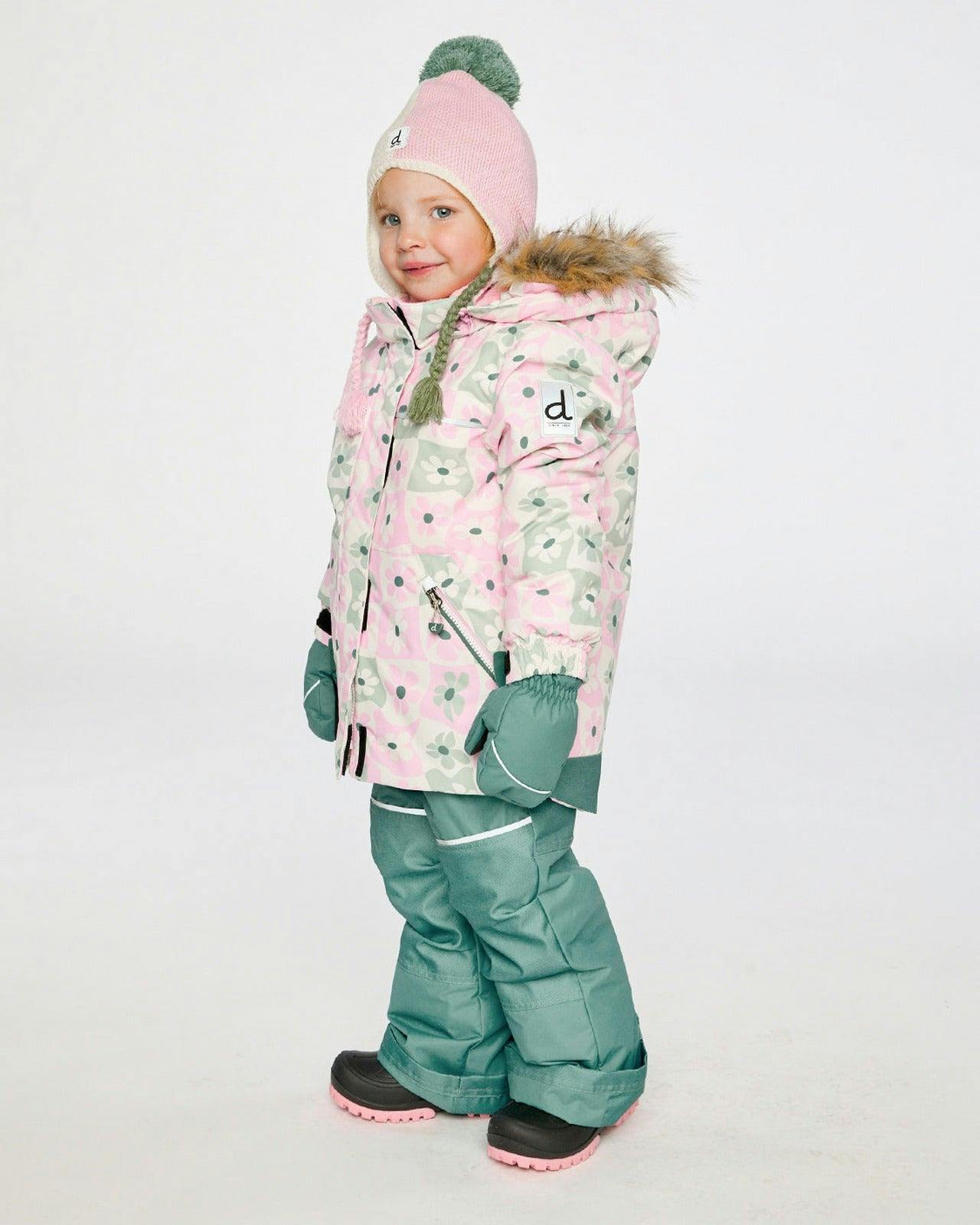Two Piece Discover Snowsuit White With Retro Pink Print