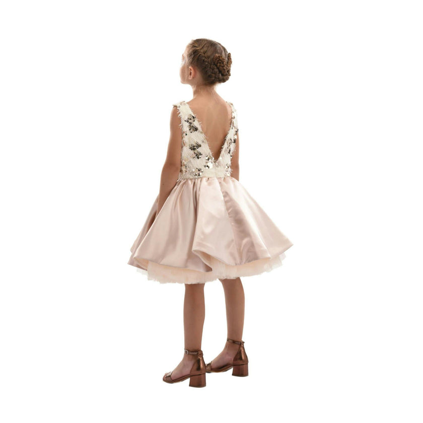 Beige Ashler Sequin Dress