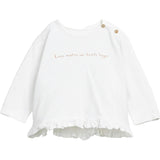 Wording Graphic Print Round Neck Long Sleeve Frill Bottom T-Shirt