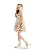 Cream Ruffle Cascade Bow Dress