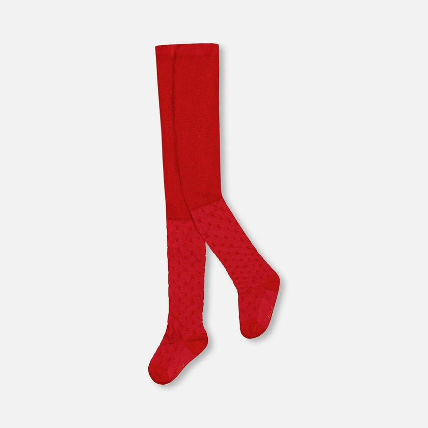 Knit Tights with Tone-On-Tone Star Pattern