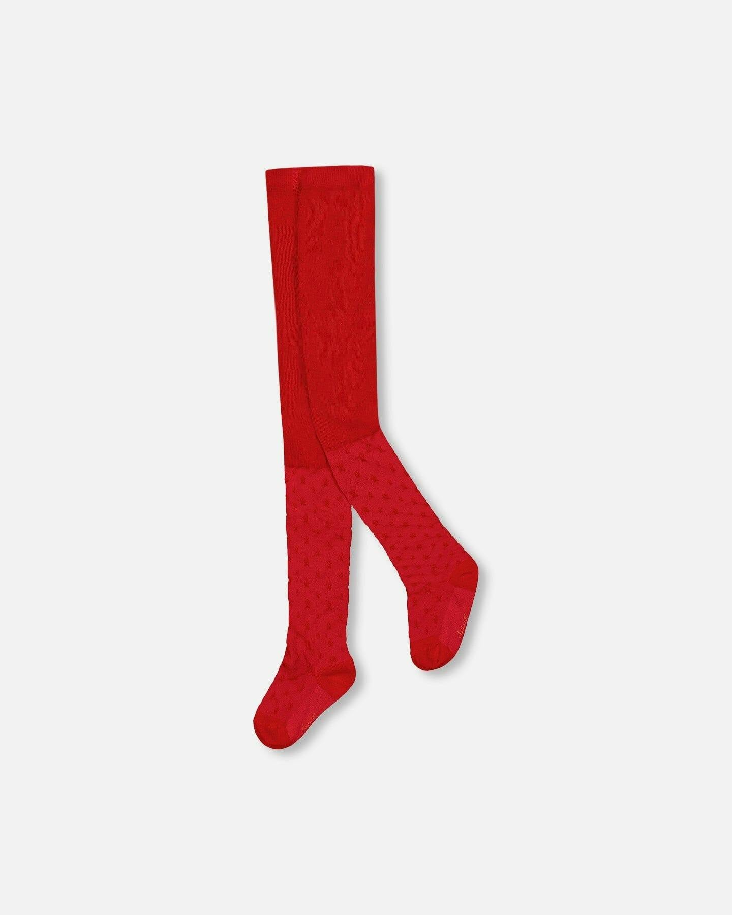 Knit Tights with Tone-On-Tone Star Pattern