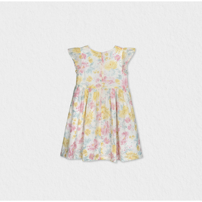 Eugenie Girl Dress Sleeveless, Yellow Pink Lagoon