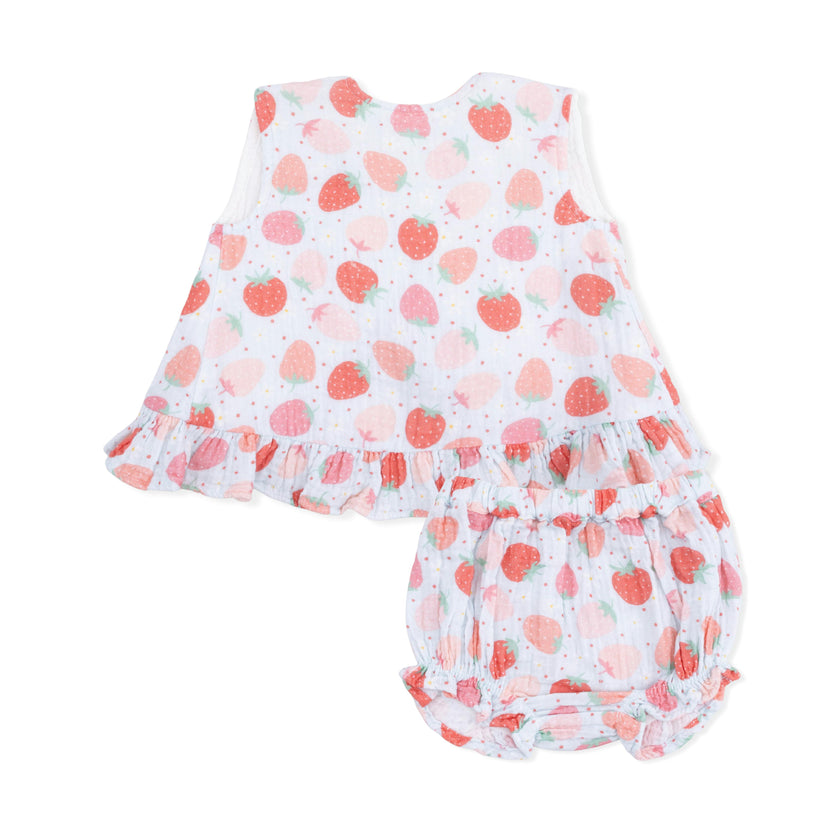 Strawberry Bliss - Ruffle Back Top & Bloomer