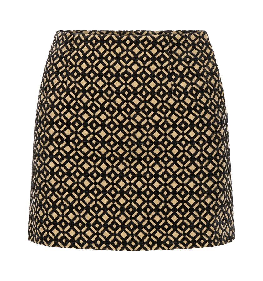The Hallie Skirt - Byzantine Brocade, Black/Gold