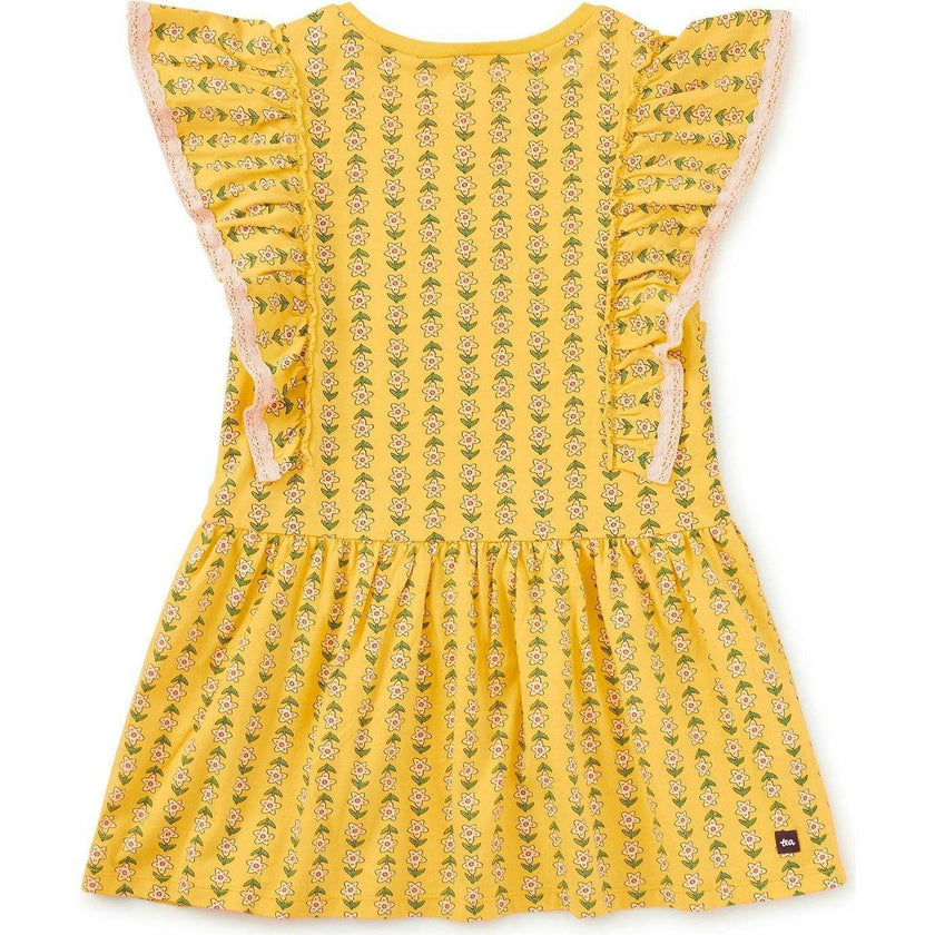 Crochet Trim Ruffle Dress, Yellow