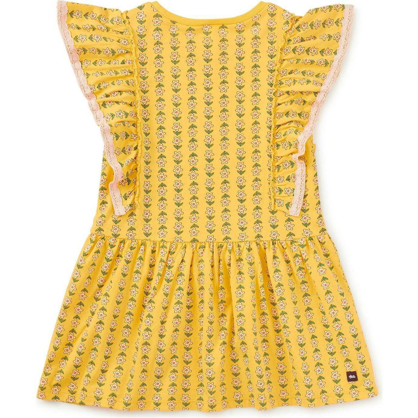 Crochet Trim Ruffle Dress, Yellow