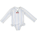 L/S Cherry Swimsuit in Blue Striple