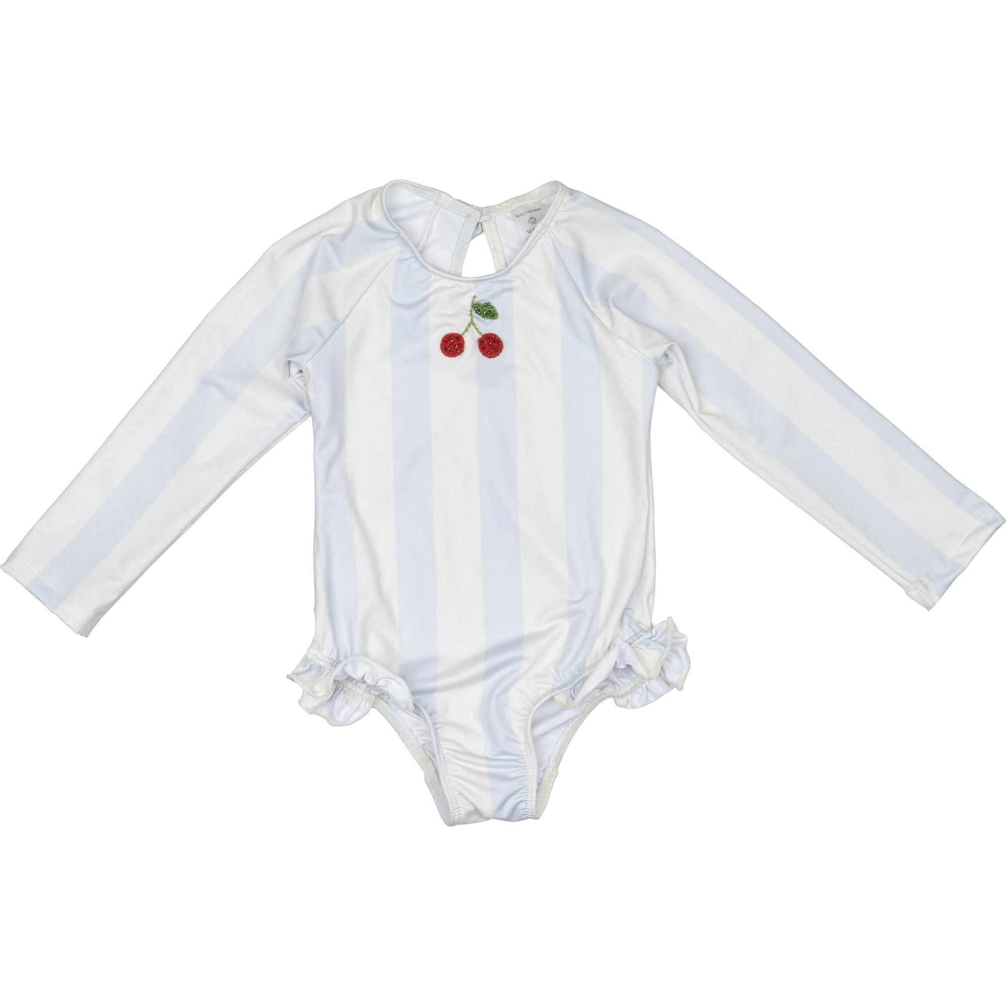 L/S Cherry Swimsuit in Blue Striple