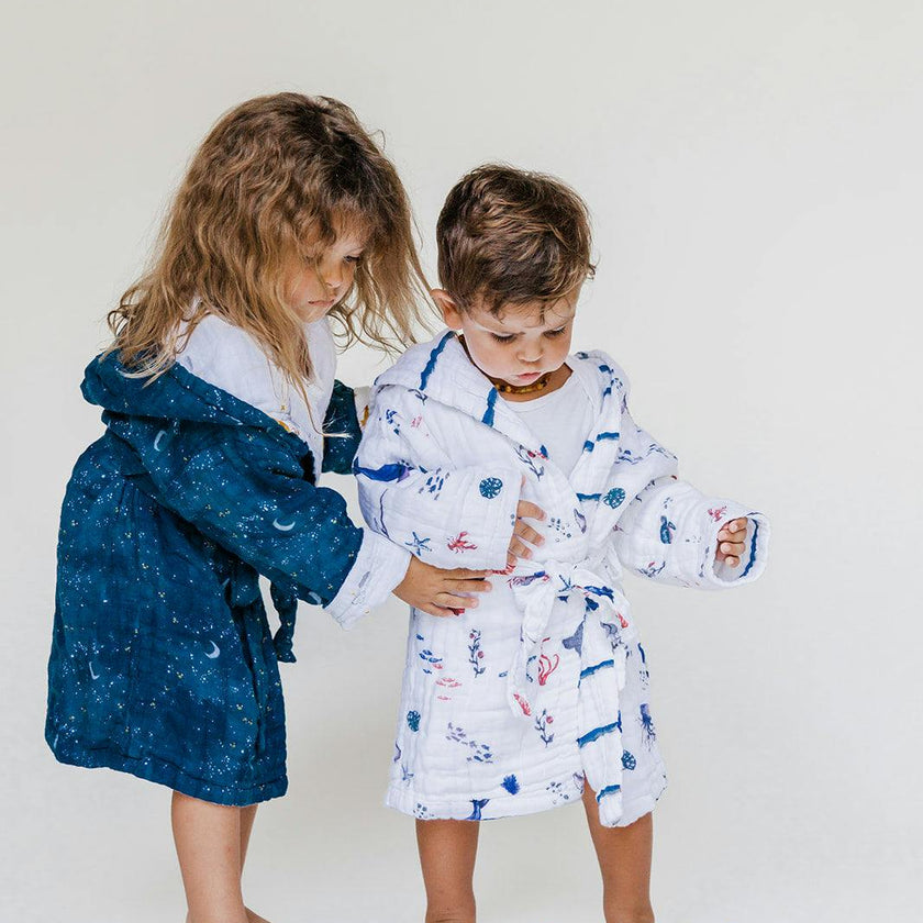 Certified Organic Muslin Reversible Bath Robe